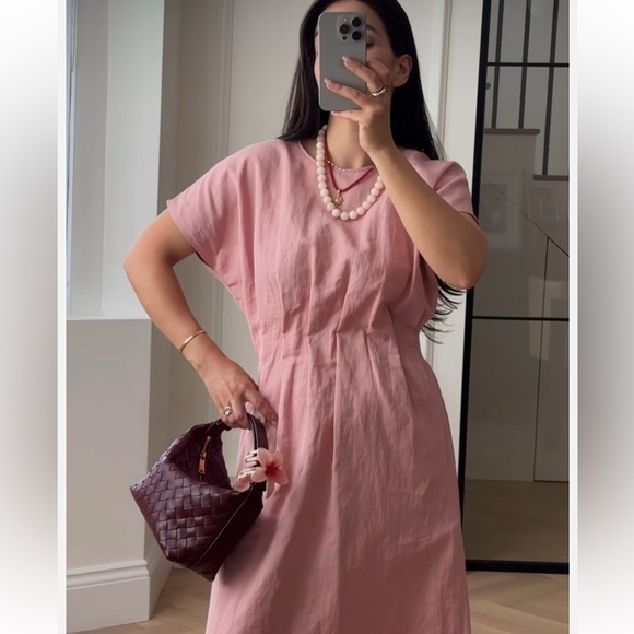Zara ZW Collection Pink Pleated Midi Dress - New - Picture 10 of 16